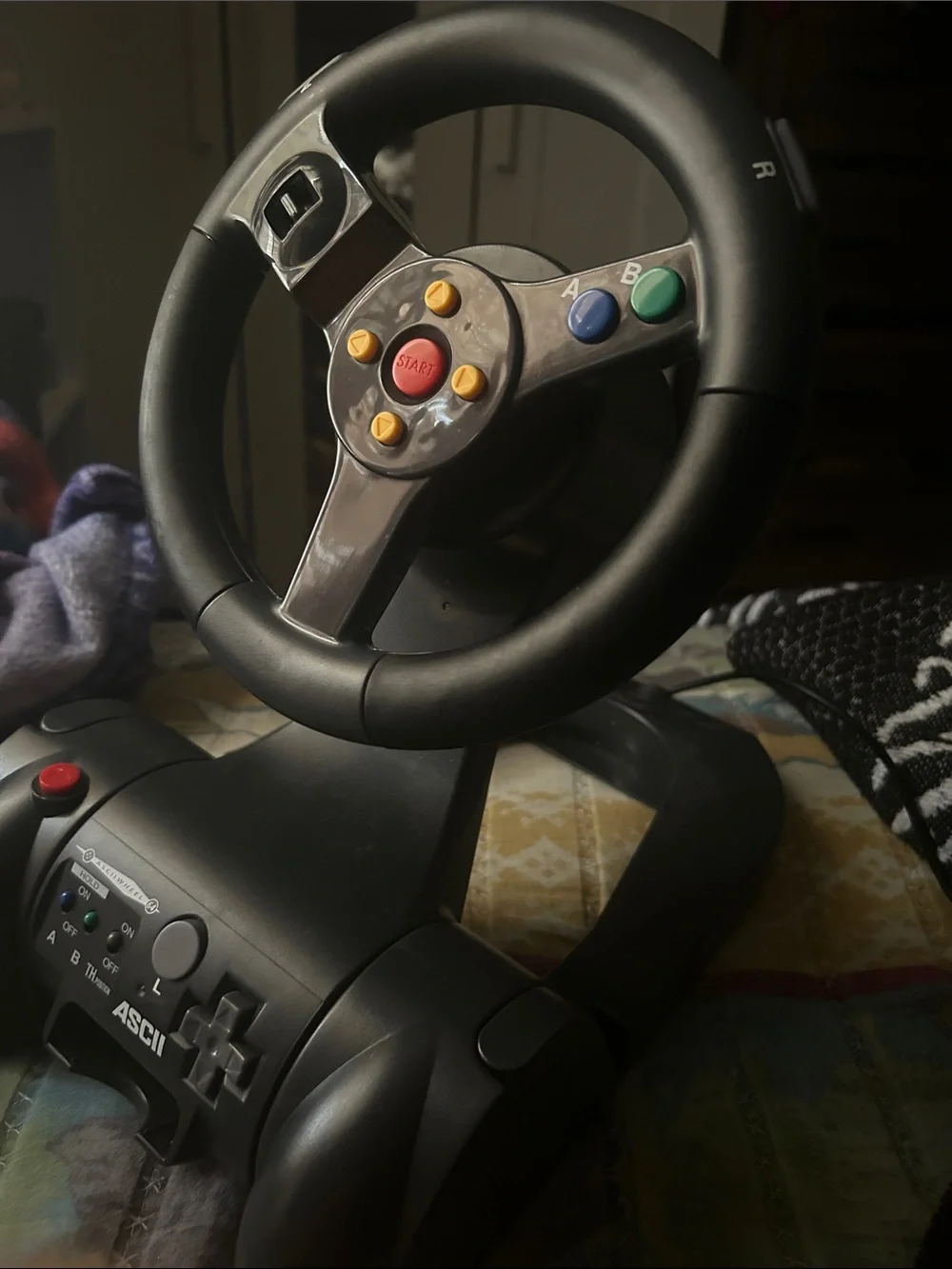 Black Racing Wheel Controller for n64